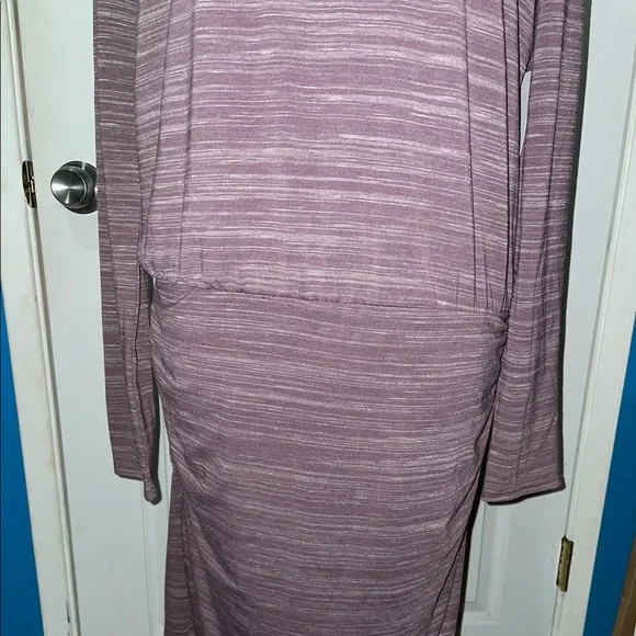 NWT Athleta Beyond Soft Avenues Purple Midi Ruched Long Sleeve Dress Size M - Picture 5 of 11